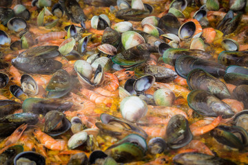 Seafood gumbo close up