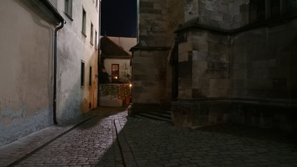 Fototapeta na wymiar Old town street at night