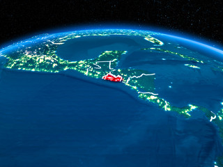 El Salvador from space at night