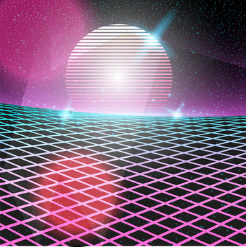Retro style 80s disco design neon