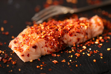 harissa spice mix - morrocan red hot chilles with king prawns - 209950834