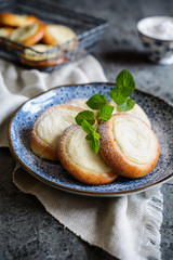 Small round pies filled with vanilla cream cheese