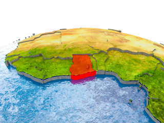 Ghana on model of Earth