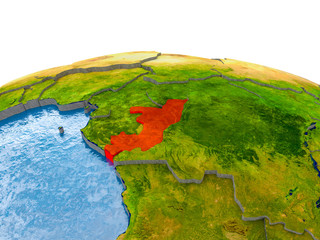 Congo on model of Earth