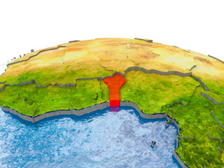Benin on model of Earth