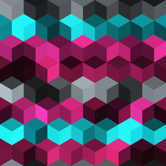 Hexagon grid seamless vector background. Colorful polygons six corners geometric design. Trendy colors hexagon cells pattern for banner or cover. Honeycomb shapes mosaic backdrop.