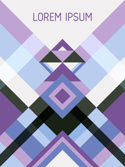 Cover page layout vector template geometric design with triangles and stripes pattern.