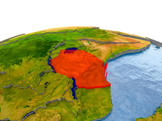 Tanzania on model of Earth