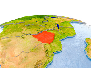 Zimbabwe on model of Earth