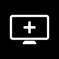 computer and medical cross, medical site. simple icon. White ico