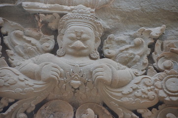 ancient relief angkor cambodia temple sculpture garuda