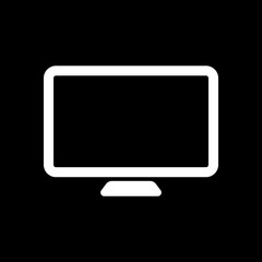 Computer monitor or modern TV. Simple icon. White icon on black