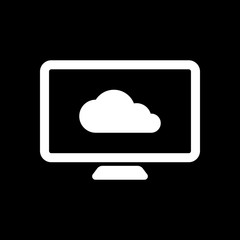 database, cloud technology, computer and cloud. simple icon. Whi