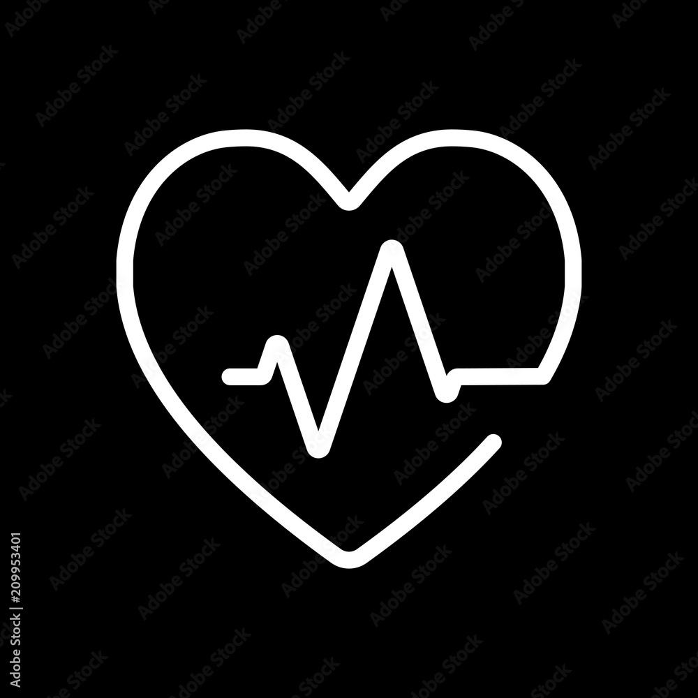 Poster heart and pulse line. one line style. linear icon with thin outl