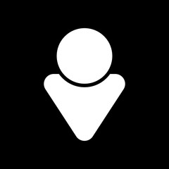 Simple male symbol. Man icon. White icon on black background. In