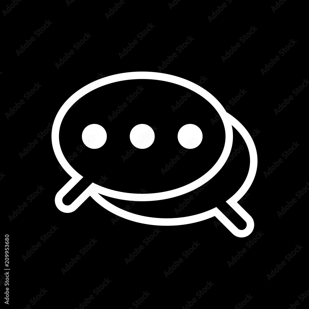 Poster simple chat. couple of text clouds. linear icon with thin outlin