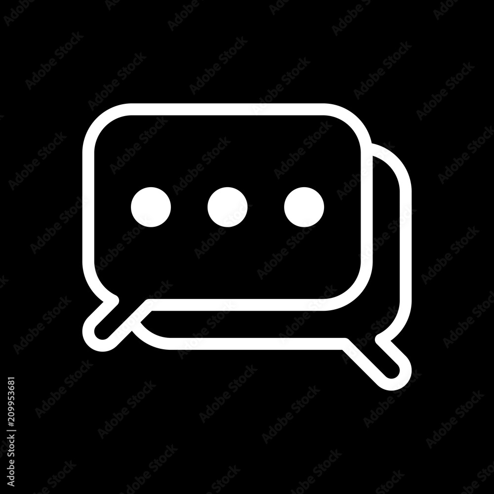Aufkleber simple chat. couple of square text clouds. linear icon with thin
