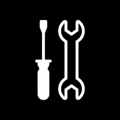 Repair service, wrench and screwdriver, tools. White icon on bla