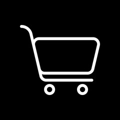 Shopping cart icon. Simple linear icon with thin outline. White