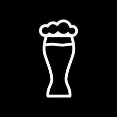 Beer glass. Simple linear icon with thin outline. White icon on