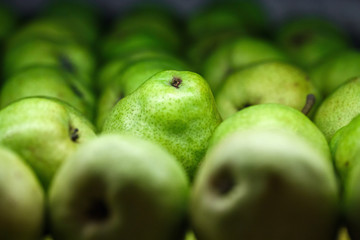 close up geen pear , selective focus