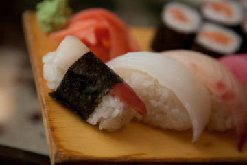 Tasty sushi in japanese restaraunt