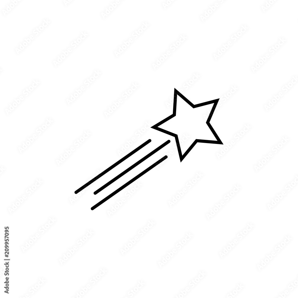 Poster flying star line icon. element of star icon for mobile concept and web apps. thin line flying star i