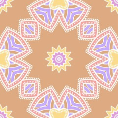 geometric pattern in floral style. Ethnic ornament. Vector illustration. For modern interior design, fashion textile print, wallpaper