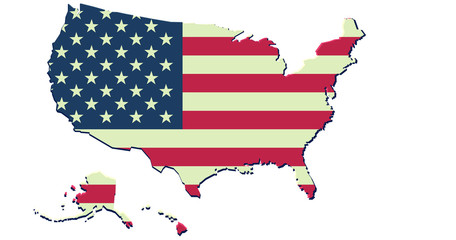 united state america flag map background vector print