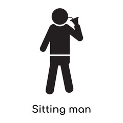 Sitting man drinking a soda icon vector sign and symbol isolated on white background, Sitting man drinking a soda logo concept