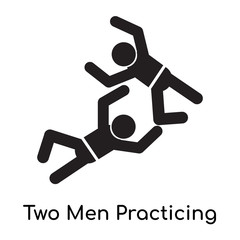 Two Men Practicing Karate icon vector sign and symbol isolated on white background, Two Men Practicing Karate logo concept