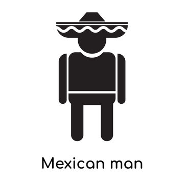 Mexican man icon vector sign and symbol isolated on white background, Mexican man logo concept