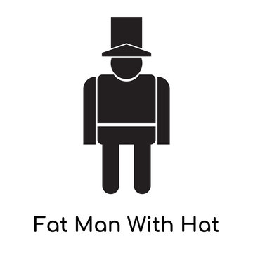 Fat Man With Hat and Moustache icon vector sign and symbol isolated on white background, Fat Man With Hat and Moustache logo concept