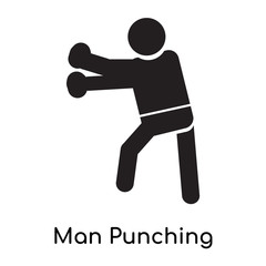 Man Punching icon vector sign and symbol isolated on white background, Man Punching logo concept