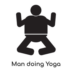 Man doing Yoga icon vector sign and symbol isolated on white background, Man doing Yoga logo concept
