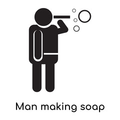 Man making soap bubbles icon vector sign and symbol isolated on white background, Man making soap bubbles logo concept