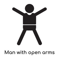 Man with open arms icon vector sign and symbol isolated on white background, Man with open arms logo concept