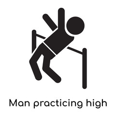 Man practicing high jump icon vector sign and symbol isolated on white background, Man practicing high jump logo concept