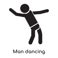 Man dancing silhouette icon vector sign and symbol isolated on white background, Man dancing silhouette logo concept
