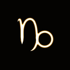 Zodiac Sign Capricorn, Glowing Neon Light Symbol