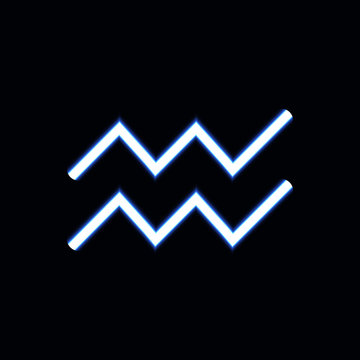 Zodiac Sign Aquarius, Glowing Neon Light Symbol