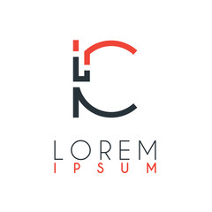 The logo between the letter I and letter C or IC with a certain distance and connected by orange and gray color