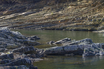rock layers along Mountain Fork River, southeast Oklahoma