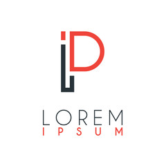 The logo between the letter I and letter P or IP with a certain distance and connected by orange and gray color