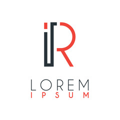 The logo between the letter I and letter R or IR with a certain distance and connected by orange and gray color