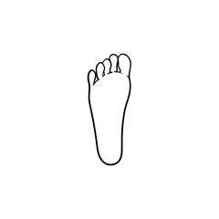 Fototapeta na wymiar Footprint hand drawn outline doodle icon. Humans foot print anatomic vector sketch illustration for print, web, mobile and infographics on white background.