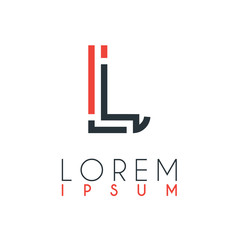 The logo between the letter L and letter J or LJ with a certain distance and connected by orange and gray color