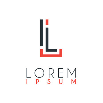 The logo between the letter L and letter I or LI with a certain distance and connected by orange and gray color