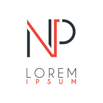The logo between the letter N and letter P or NP with a certain distance and connected by orange and gray color