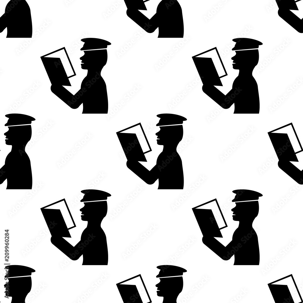 Poster policeman checks documents icon. element of oil icons for mobile concept and web apps. pattern repea